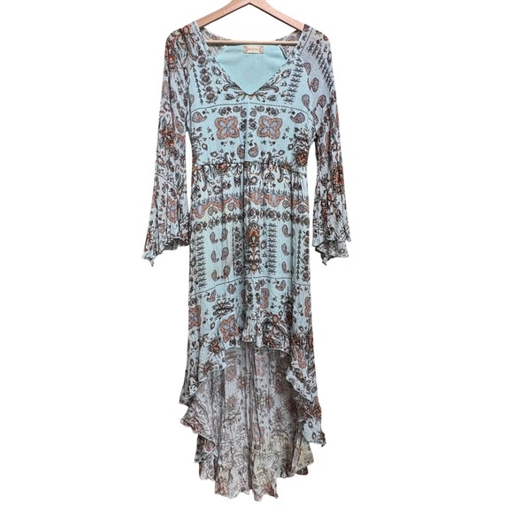 Altar'd State Dresses & Skirts - NWT Altar'd State Mint Paisley High Low Maxi Dress XS Gold Boho Fairy Cottage